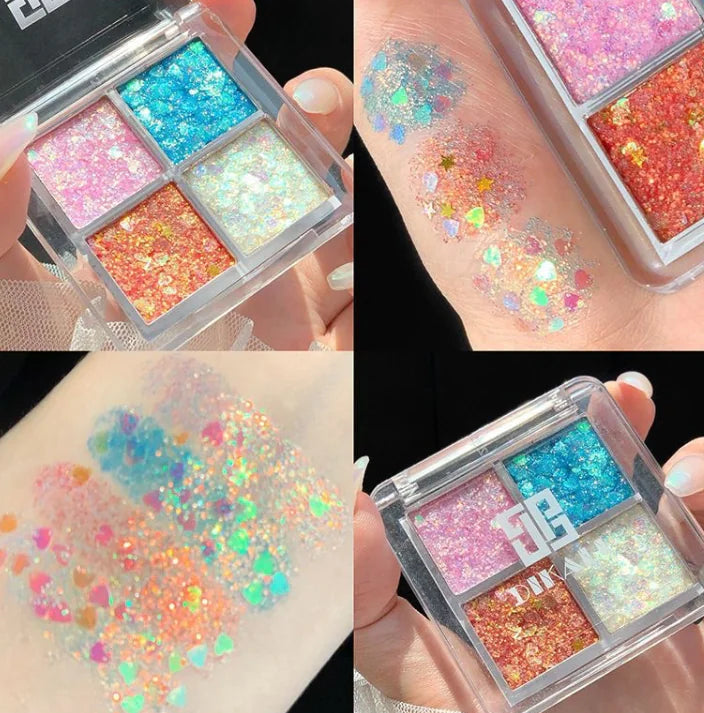 4 Color Matte Eyeshadow Palette with Glitter Pigment