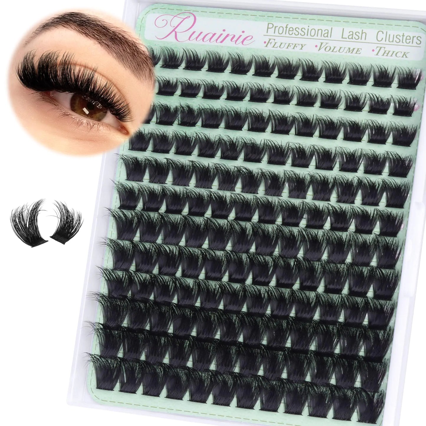 Ruairie Lash Clusters Fluffy Eyelash Clusters Eyelash Extensions Thick Cluster Lashes Extension 8-16MM Individual Lashes 300D Volume Eye Lash Clusters D Curl Individual Eyelashes Wispy
