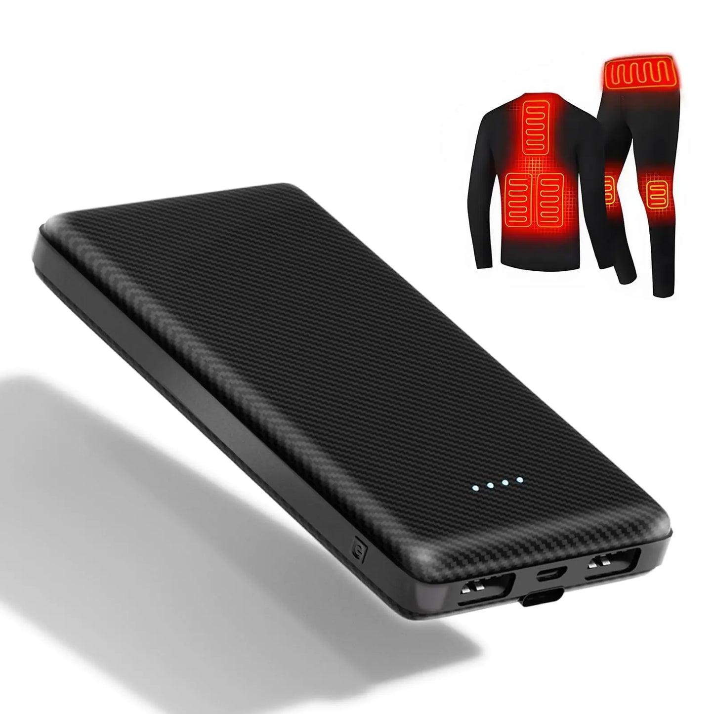 Heated Vest Battery Pack 10000mAh Power Bank Portable Rechargeable Battery Pack with Dual USB Output Ports 5V 2A Heating for Changing Clothes Battery Pack Suitable for Heating Vests Jackets Pants