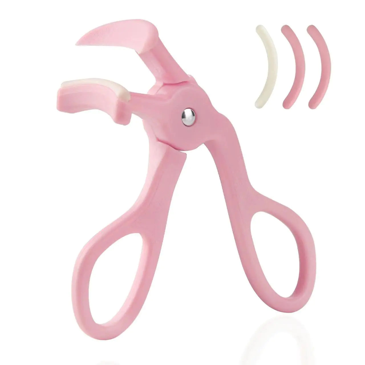 Soft Pink No-Pinch Silicone Eyelash Curler – Lash-Lift Tool with 2 Refill Pads