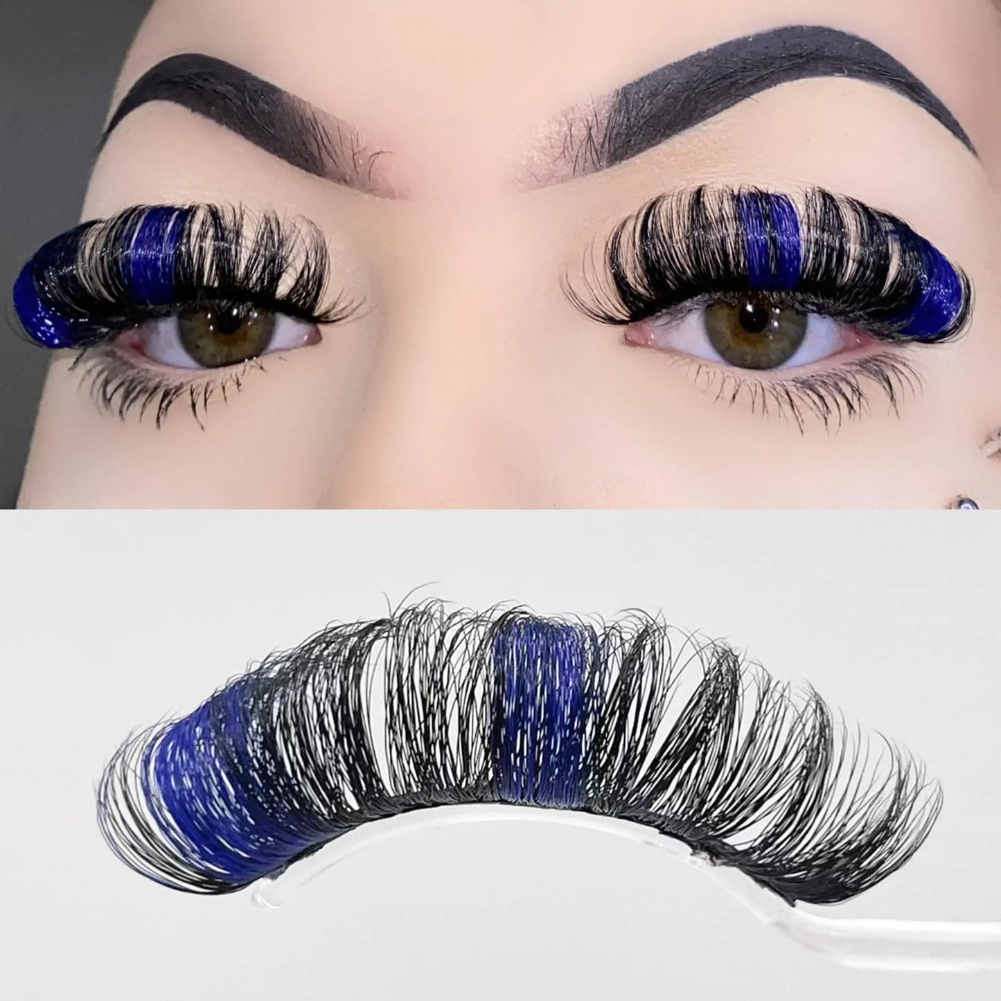 Miss Kiss 1 Pair Russian D Curl Lashes with Color Blue Manga Wispy Soft Curly Eye Lash Fairy Fluffy False Eyelashes Natural Look Faux Mink Eyelash 18 MM