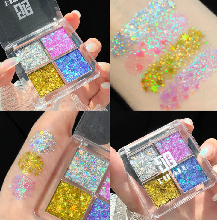 4 Color Matte Eyeshadow Palette with Glitter Pigment