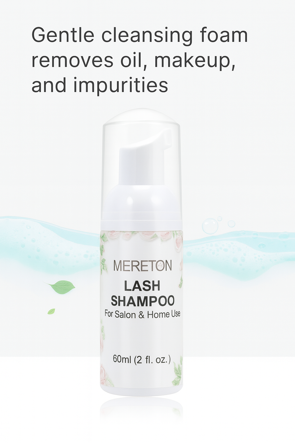 MERETON Lash Shampoo Kit 60 ml Lash Shampoo for Lash Extensions Lash Extension Cleanser 6 in 1 Eye Lash Cleansing Foam for Lash Clusters with Lash Wash Lash Fan Makeup Pad Rinse Bottle Lash Brush