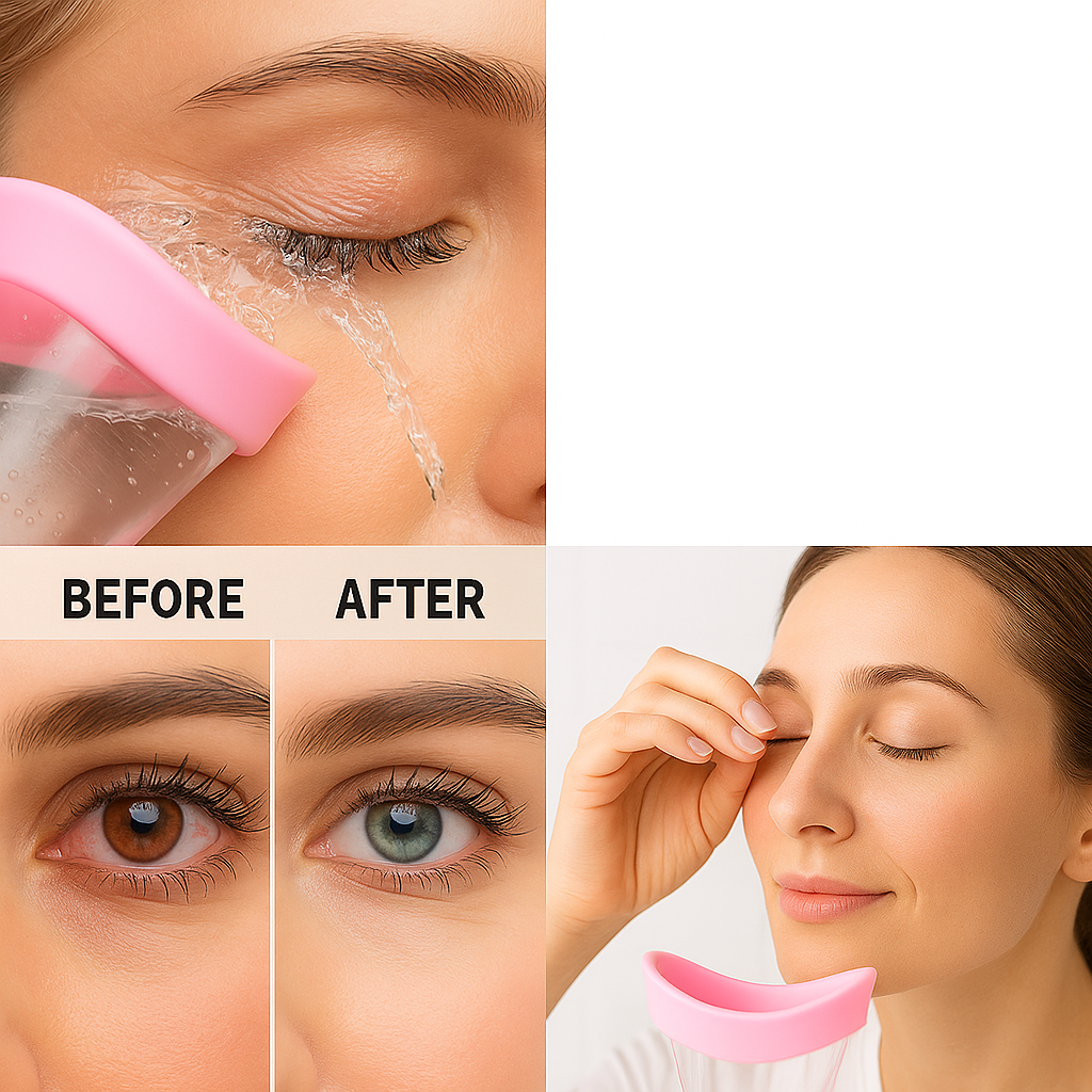 Eye Wash Cup Portable Eye Wash Kit Manual Air Pressure Eye Cups for Eye Wash Reusable Eyewash Cups for Soothing Tired Eyes Clean Eye Dust Makeup Irritants(Pink)