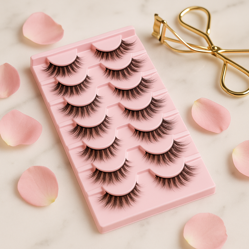 Gjinxi Half Lashes Natural Look Wispy Cat Eye Lashes 10 Pairs Fluffy 3D Faux Mink Eyelash Fox Eye Lashes Curly Lash Short Strip Fake Eyelashes (BY08 8-12MM)