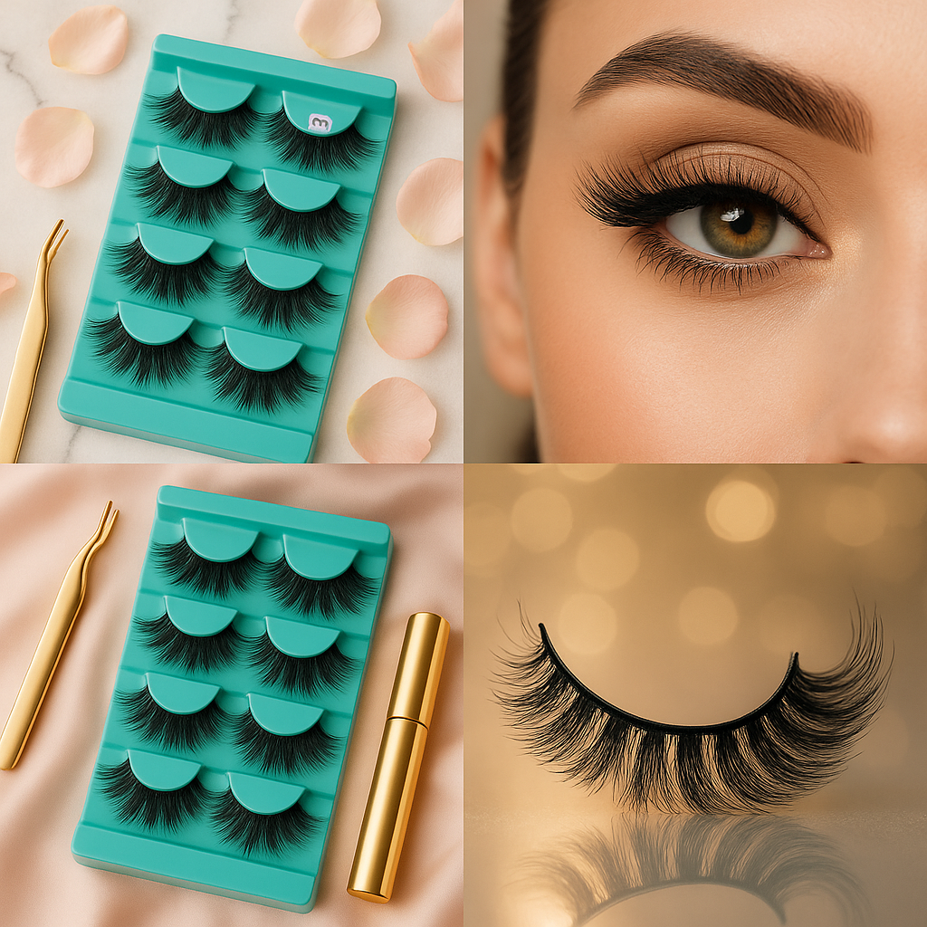 FOINEMYED 5-Pack Faux Mink Wispy Strip Lashes for Dramatic Volume