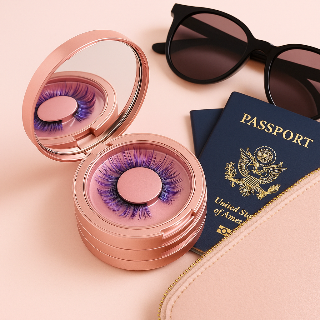 Rose Gold 3-Layer Eyelash Storage Case with Mirror & Lash Applicator – Travel-Friendly Holder