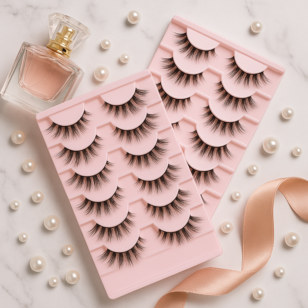 Gjinxi Half Lashes Natural Look Wispy Cat Eye Lashes 10 Pairs Fluffy 3D Faux Mink Eyelash Fox Eye Lashes Curly Lash Short Strip Fake Eyelashes (BY08 8-12MM)