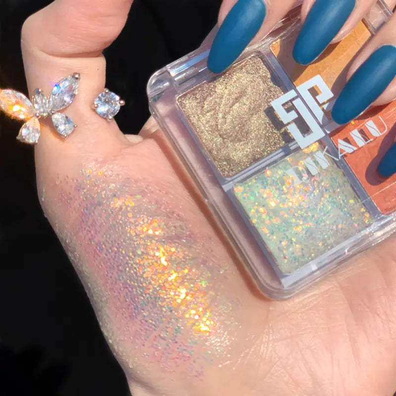 4 Color Matte Eyeshadow Palette with Glitter Pigment