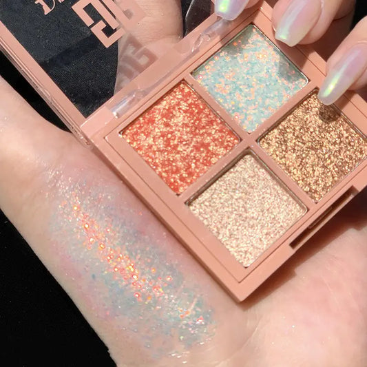 4 Color Matte Eyeshadow Palette with Glitter Pigment