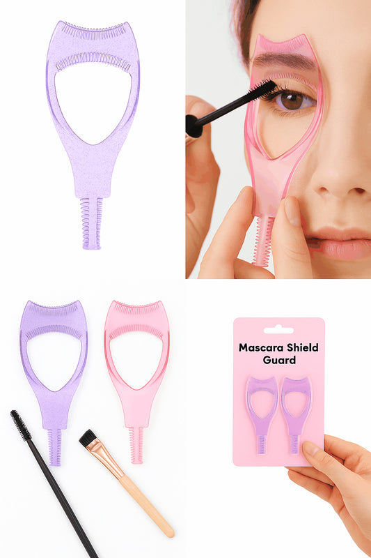 “Pink & Purple 3-in-1 Mascara Shield Duo – Smudge-Free Lash Guard, Comb & Applicator”