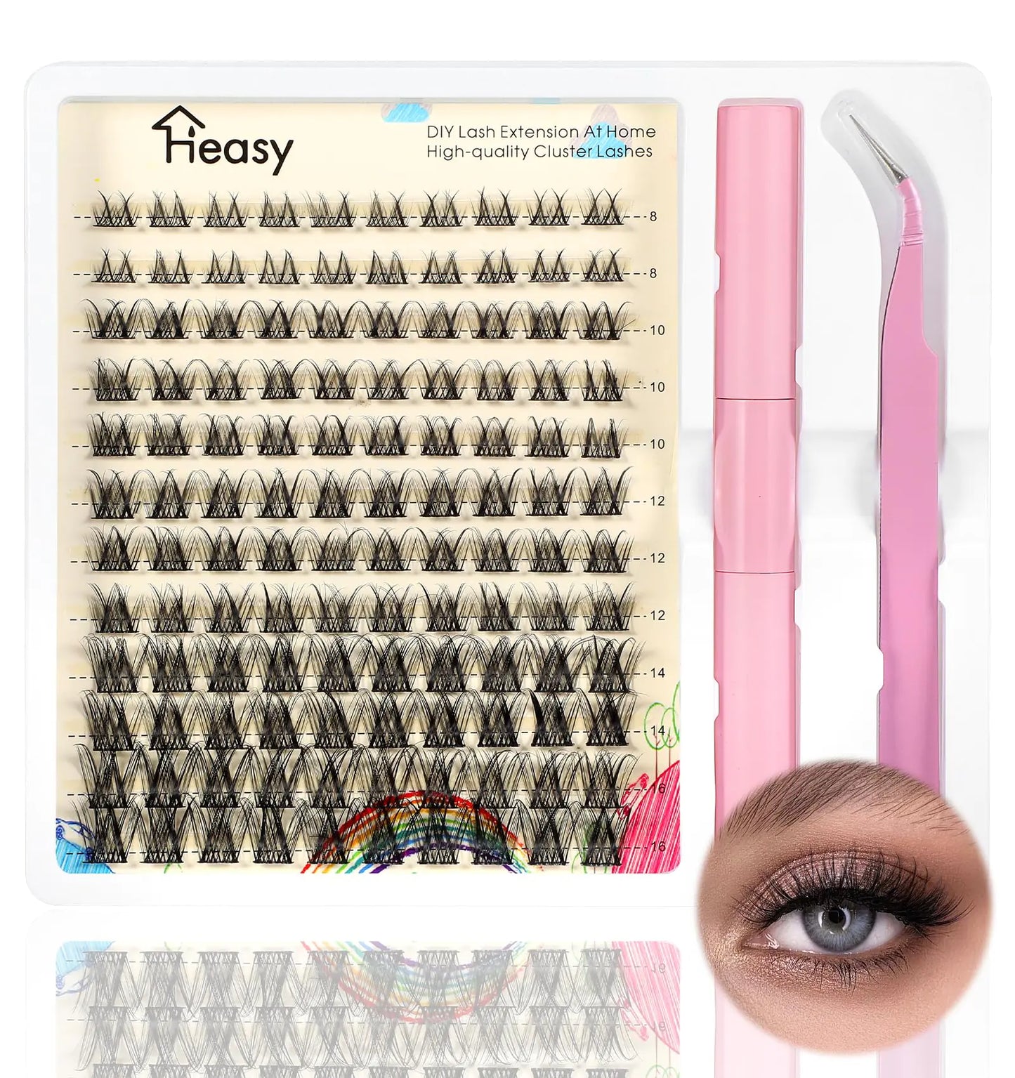 Eyelash Clusters C Curl 144Pcs Lash Clusters 8-16mm Lash Clusters Wide Band Wide Lash Clusters Easy Individual Wispy Fluffy Lash Clusters Kit for Beginners Diy Lash Extension (C Curl 8-16mm)